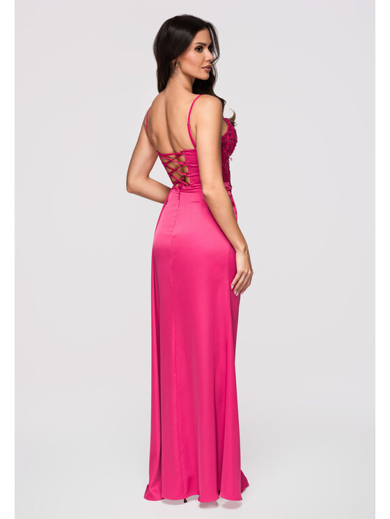 Ombre Ombre Sukienka wieczorowa LA-OM-DLR360 Różowy Slim Fit