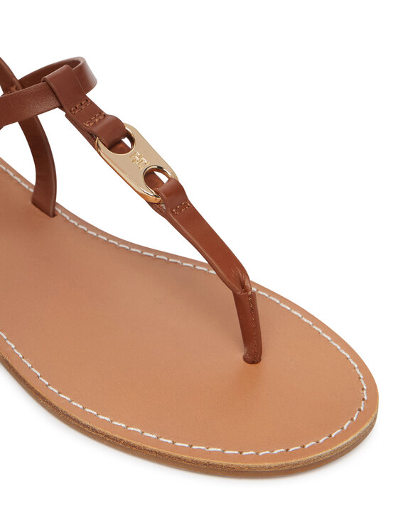 Tommy Hilfiger Tommy Hilfiger Sandali Leather Thong Sandal FW0FW09127 Rjava