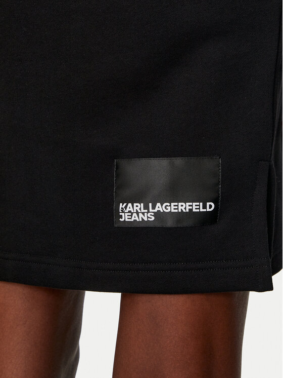 Karl Lagerfeld Jeans Karl Lagerfeld Jeans Плетена рокля 246J1308 Черен Relaxed Fit
