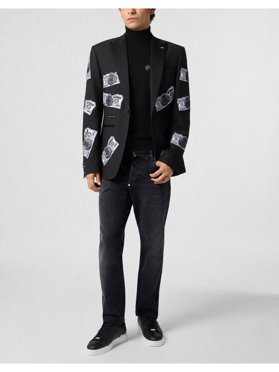 PHILIPP PLEIN PHILIPP PLEIN Marynarka 31278 Czarny Regular Fit
