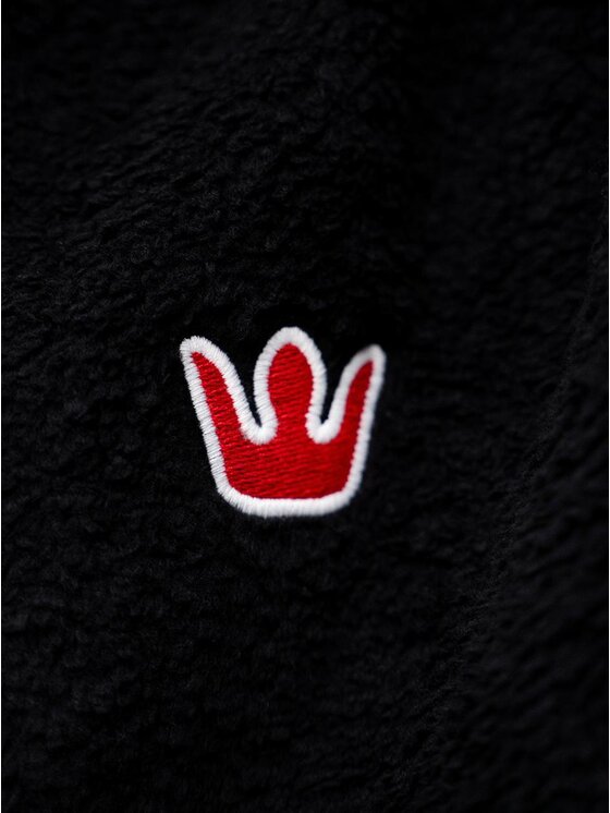 Jigga Wear Jigga Wear Bluza Bluza Sherpa Z Kapturem Męska Oversize Czarna Teddy Simple Crown Stitch XXL Czarny Oversize