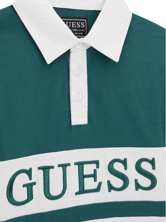 Guess Guess Тениска с яка и копчета L6RP04 KCNQ4 Зелен Regular Fit