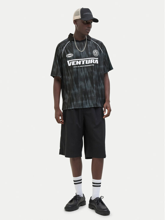 Jack&Jones Jack&Jones Тениска с яка и копчета Retreat 12277379 Черен Loose Fit