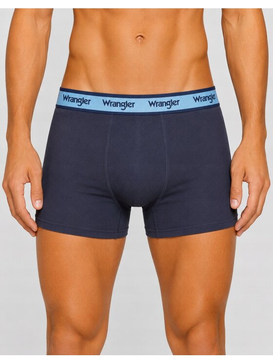 Wrangler Wrangler Bokserki Alford 3 Pack Cotton Elastane Trunks Niebieski