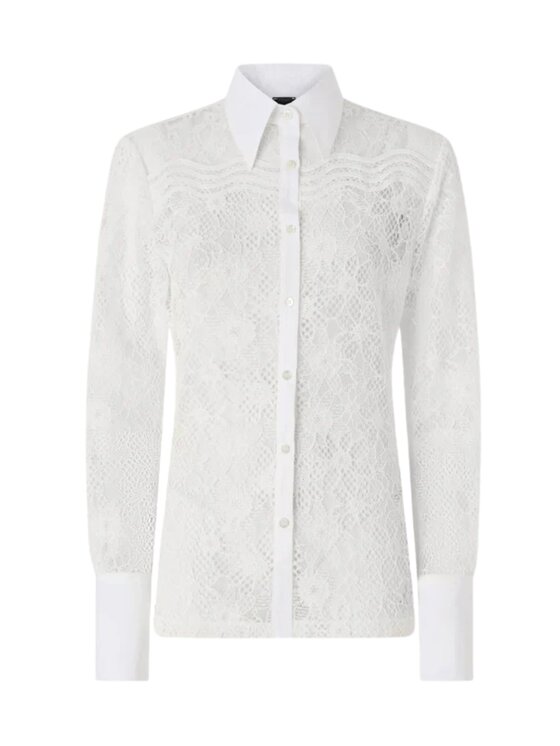 PINKO PINKO Koszula COLINE CAMICIA PIZZO REBRODE Biały Regular Fit