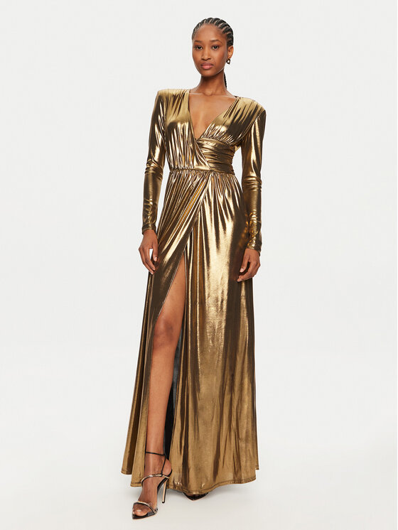 Silvian Heach Silvian Heach Официална рокля GPA24205VE Златист Slim Fit