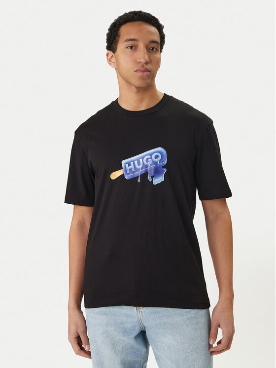 HUGO Tricou 50560049 Negru Regular Fit