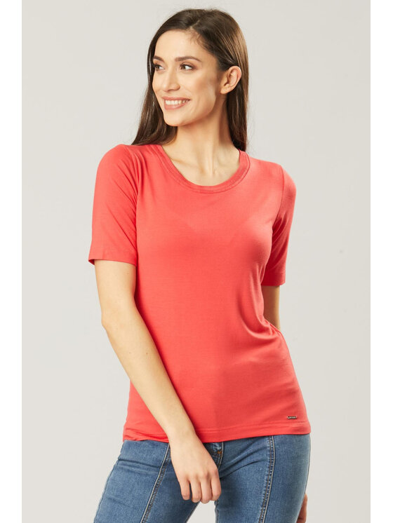 QUIOSQUE QUIOSQUE Bluzka 16-TD-133 Koralowy Regular Fit