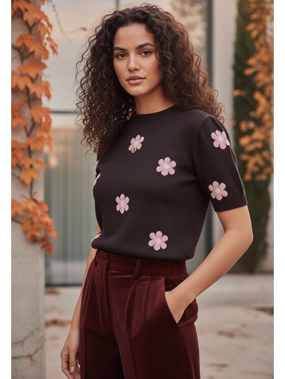 FIGL FIGL Svetr M1235 Hnědá Regular Fit