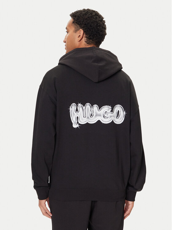 HUGO HUGO Pulóver Nyrohood 50549212 Fekete Loose Fit