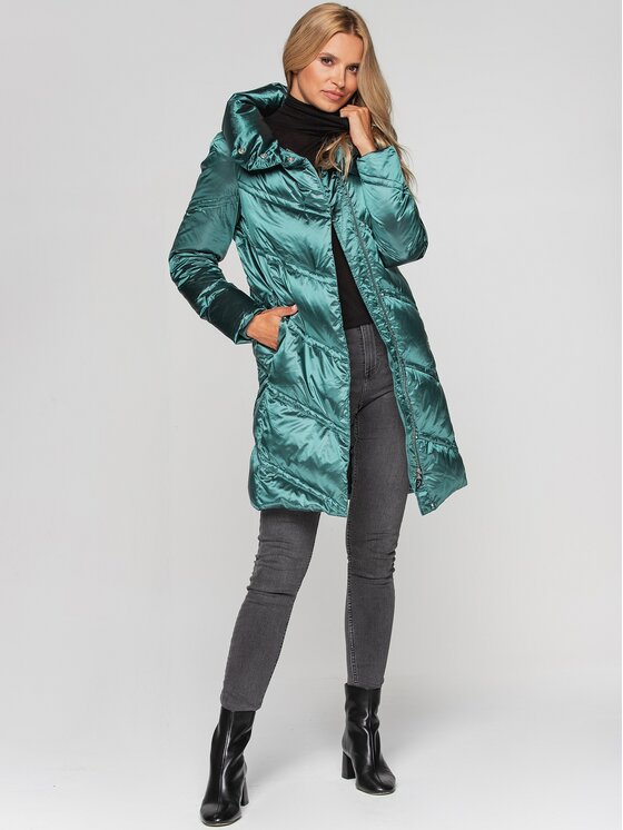 Perso Perso Kurtka damska BLH211025F Zielony Regular Fit