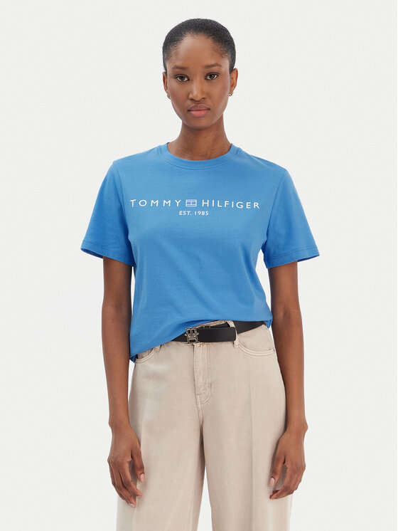 Tommy Hilfiger Tricou Logo WW0WW40276 Albastru Regular Fit