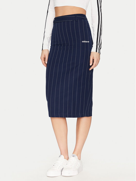 adidas adidas Pouzdrová sukně Pinstripe JD2576 Tmavomodrá Slim Fit