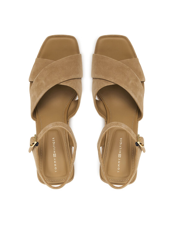 Tommy Hilfiger Tommy Hilfiger Sandali Suede Wrapped High Wedge FW0FW09218 Rjava