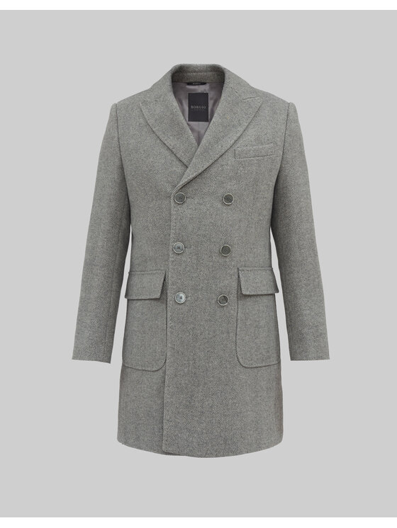 Borgio Borgio Płaszcz wełniany bolognetta Szary Slim Fit