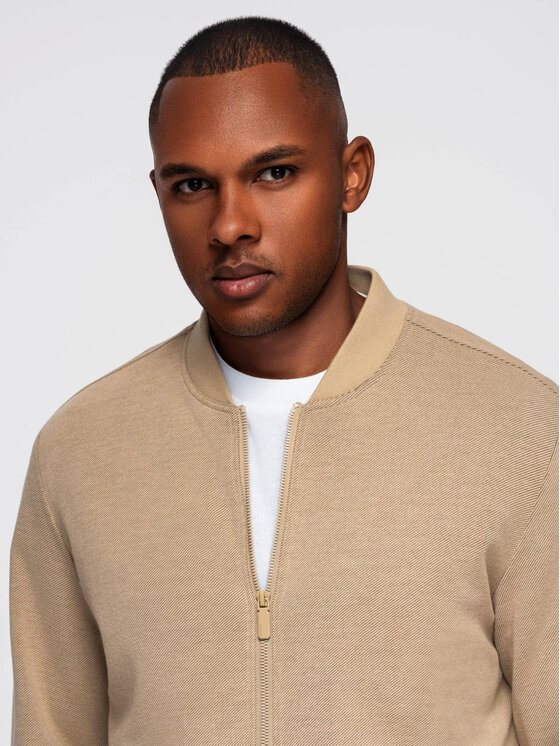 Ombre Ombre Kurtka bomber OM-JANP-0159 Beżowy Regular Fit