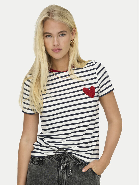 ONLY ONLY T-Shirt Heart 15318959 Bílá Regular Fit