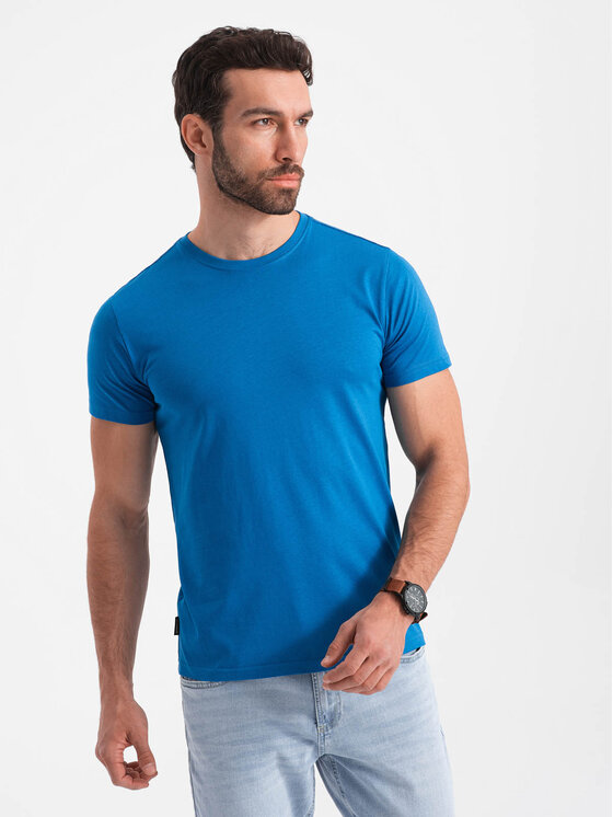 Ombre Ombre T-Shirt OM-TSBS-0146 Modrá Regular Fit