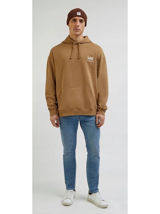 Lee Lee Bluza Loose Logo Hoodie Brązowy Hoodie Fit