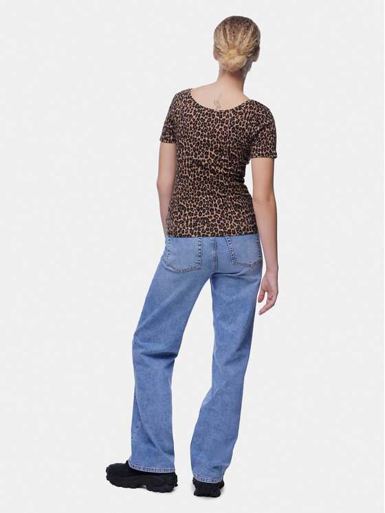 Pieces Pieces T-Shirt Kitte 17148392 Brązowy Slim Fit
