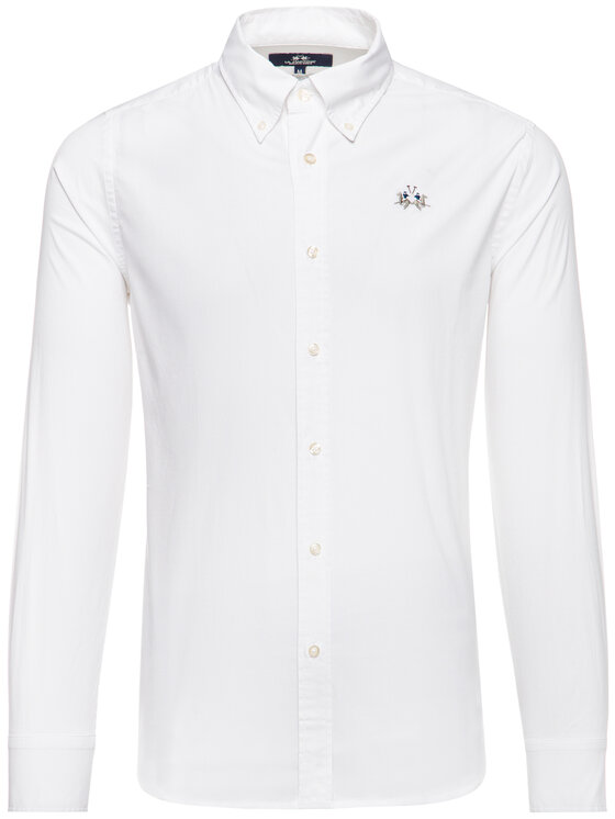 La Martina La Martina Πουκάμισο CCMC02 PP003 Λευκό Slim Fit