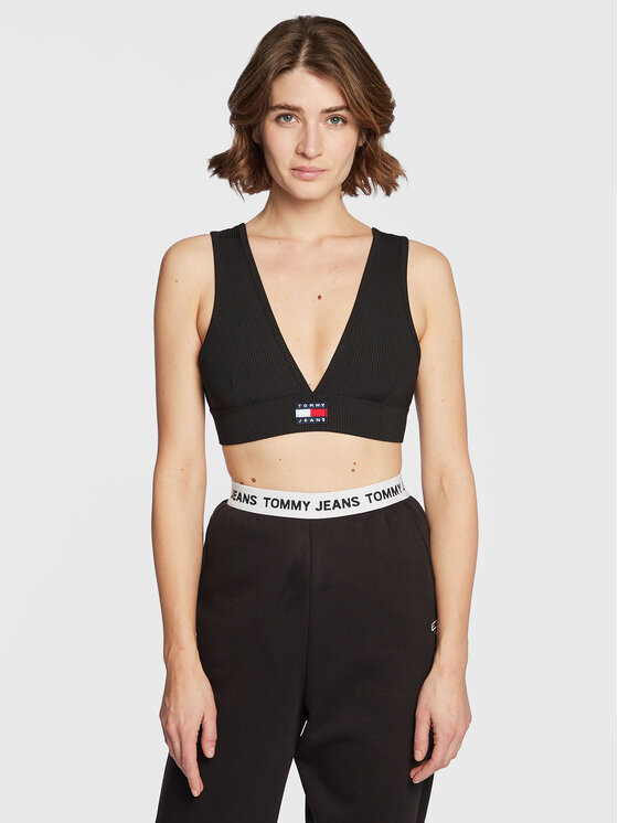 Tommy Jeans Bralette krūšturis Badge DW0DW14883 Melns