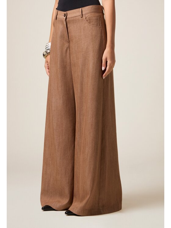Oltre Oltre Spodnie materiałowe P026R009047N012 Brązowy Baggy Fit