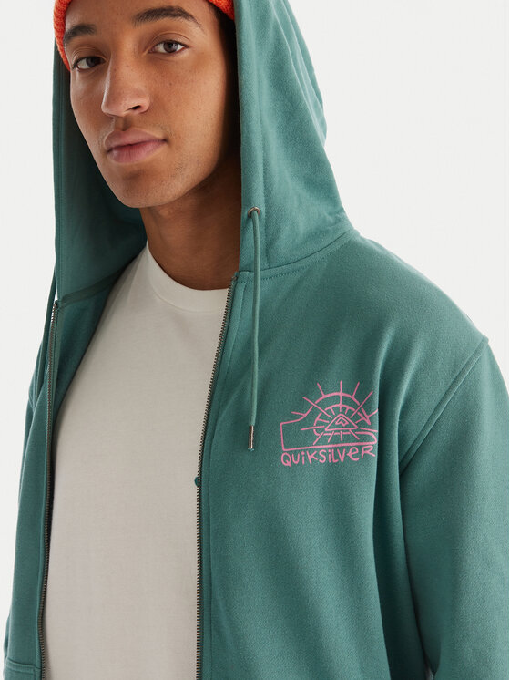 Quiksilver Quiksilver Džemperis ar kapuci Graphic Hood Zip EQYFT05133 Zaļš Regular Fit