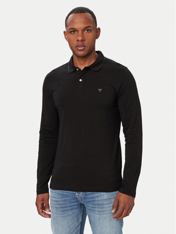 Guess Tricou polo M6YP36 K4395 Negru Extra Slim Fit