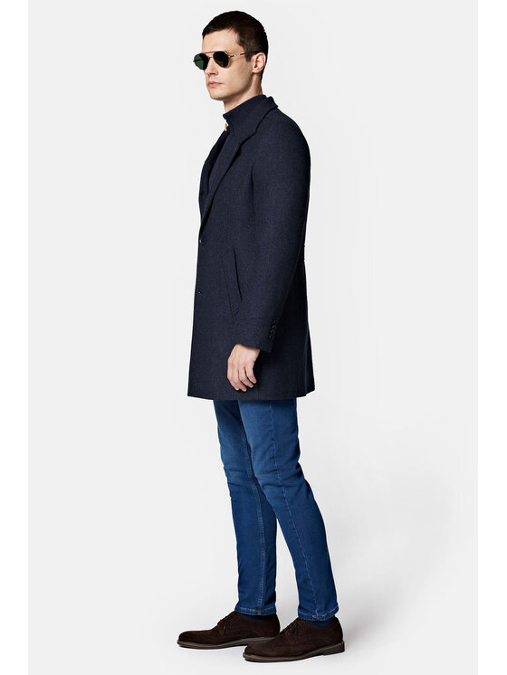 Lancerto Lancerto Płaszcz wełniany Brekstad PC073223000012 Granatowy Regular Fit
