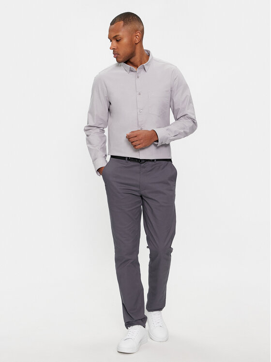 Calvin Klein Calvin Klein Koszula Oxford K10K112155 Szary Regular Fit