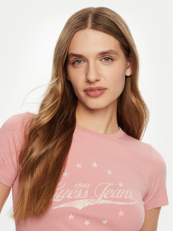 Guess Guess T-Shirt W5RI59 J1314 Różowy Regular Fit