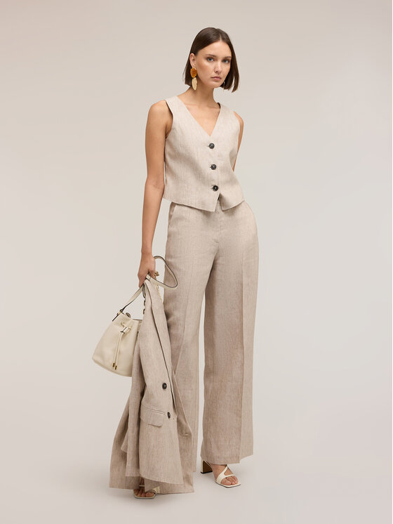 Motivi Motivi Camicia L017Q000080N0R2 Crema Regular Fit