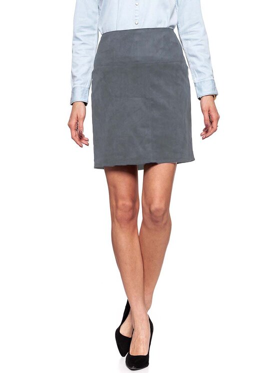 Tom Tailor Tom Tailor Spódnica mini TOM TAILOR FAKE VELOUR LEATHER SKIRT Szary Regular Fit