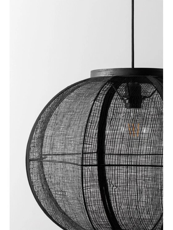 MIAhome MIAhome Lampa wisząca lniana czarna Zenna Ø50 cm Czarny