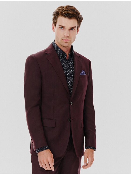 Pako Lorente Pako Lorente Garnitur P24WP-4G-008 Bordowy Super Slim Fit