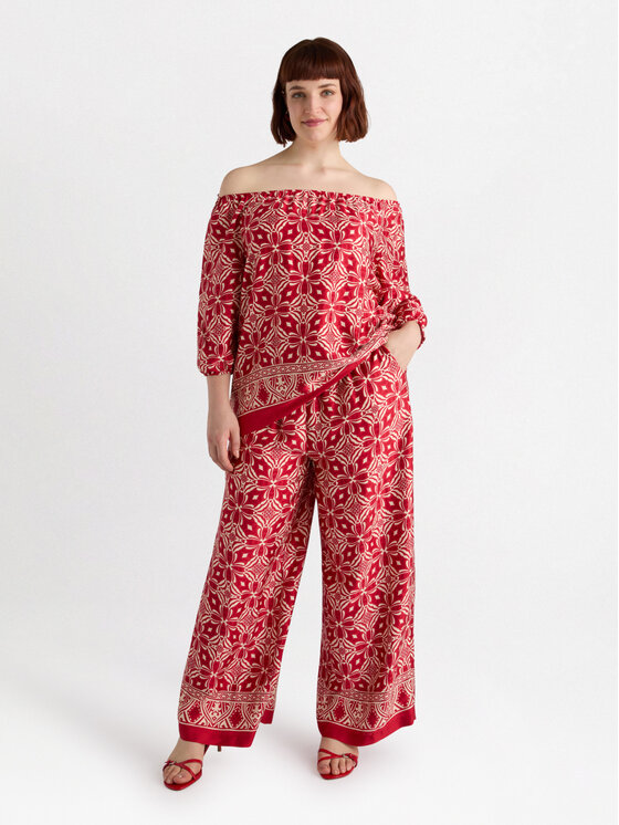 Fiorella Rubino Fiorella Rubino Spodnie materiałowe P095L002274N0V6 Czerwony Over Fit