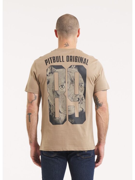 PITBULL PITBULL T-Shirt Koszulka męska EIGHTY NINE DOG L Beżowy Regular Fit