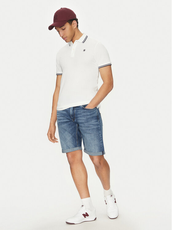 G-Star Raw G-Star Raw Тениска с яка и копчета Dunda D17127-5864 Бял Regular Fit