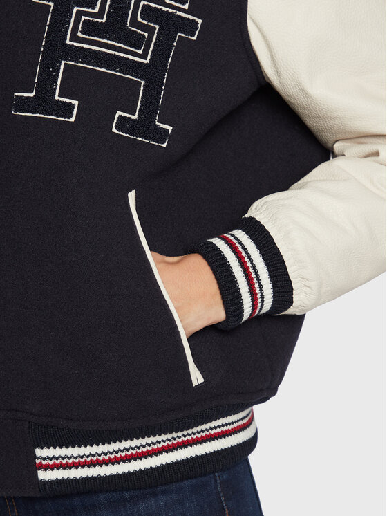 Tommy Hilfiger Tommy Hilfiger Kurtka bomber Blend WW0WW37308 Granatowy Regular Fit