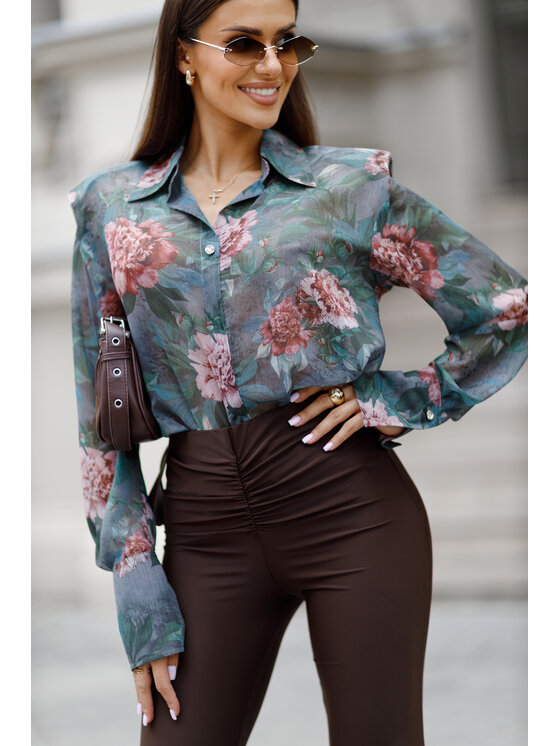 LilaLou LilaLou Koszula Camilla Zielony Regular Fit