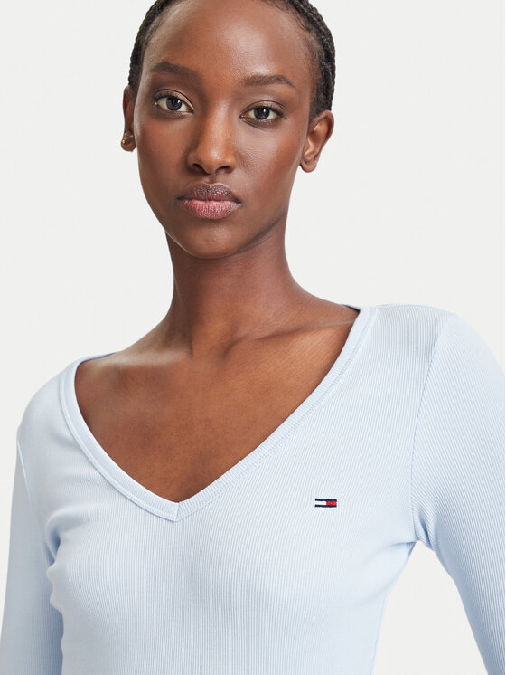 Tommy Jeans Tommy Jeans Блуза Essential DW0DW17990 Светлосин Slim Fit