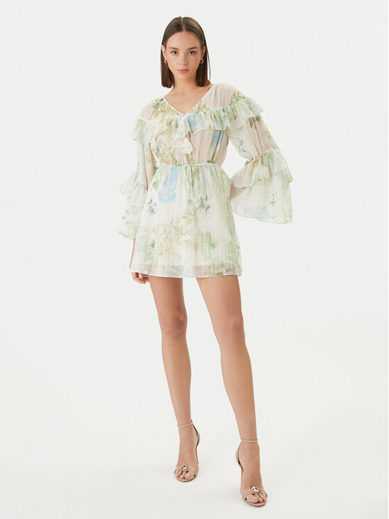 Guess Guess Cocktail obleka W6GKA5 W2400 Zelena Regular Fit