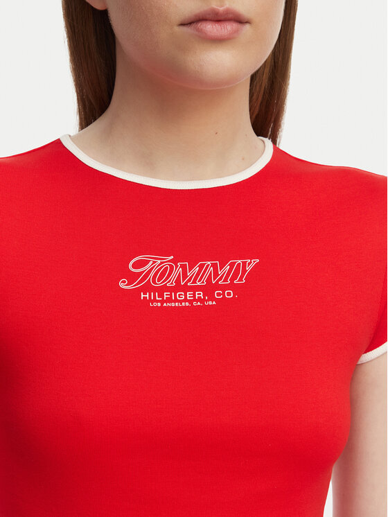 Tommy Hilfiger Tommy Hilfiger Majica WW0WW49245 Rdeča Slim Fit