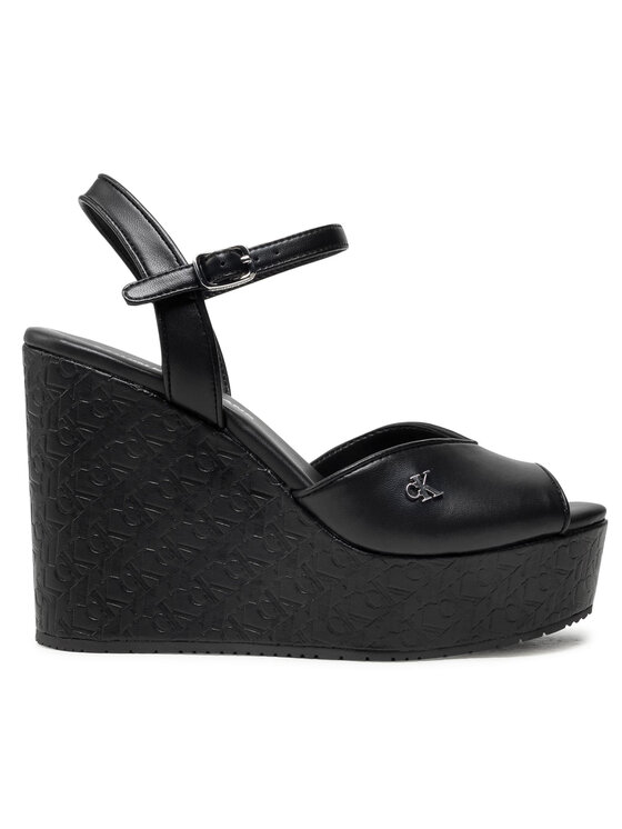 Calvin Klein Jeans Calvin Klein Jeans Sandale Wedge Sandal Ankle Aop Pa-Pl YW0YW00033 Crna