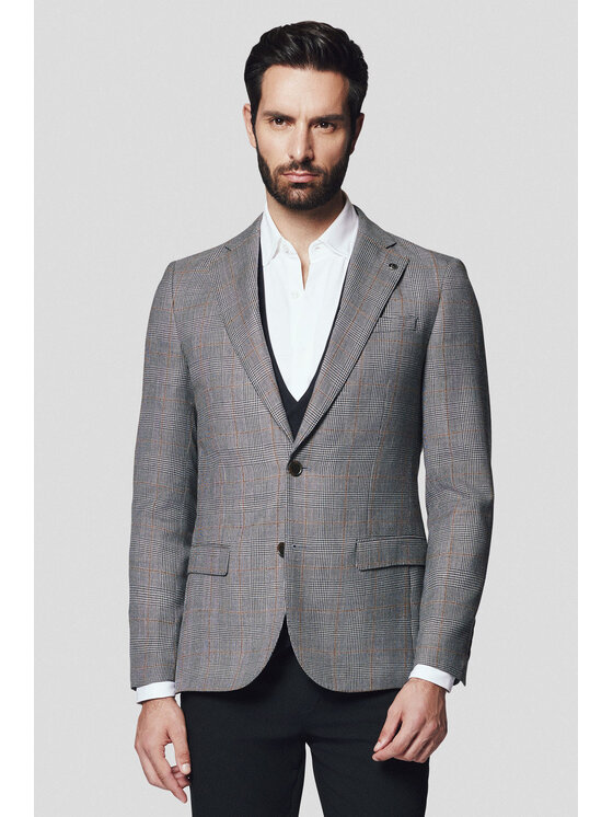 Lancerto Lancerto Marynarka Manteca MA073224000005 Szary Slim Fit