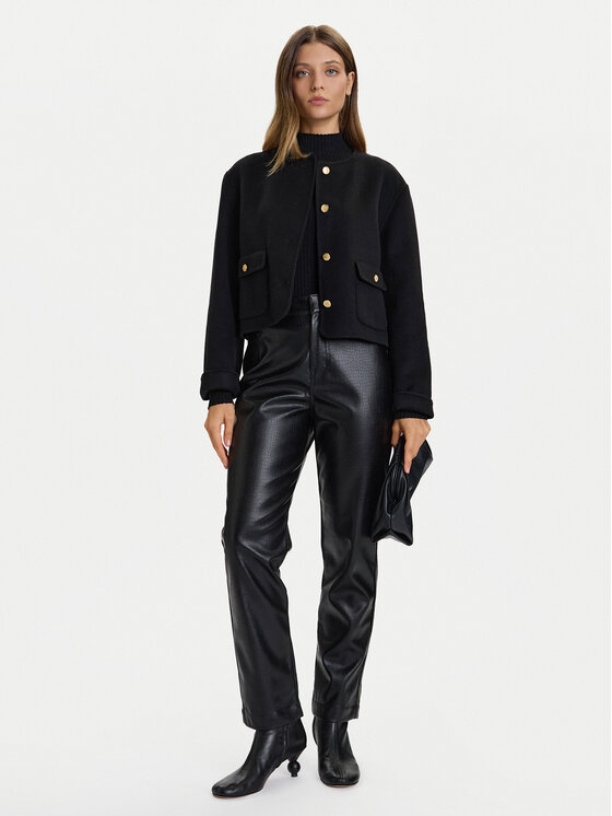 French Connection French Connection Панталони от имитация на кожа 74ZBO Черен Regular Fit