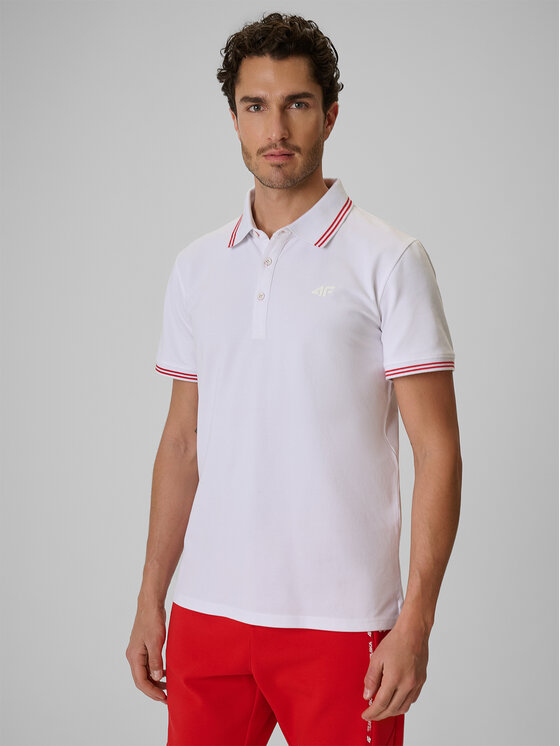 4F 4F Polo STREFA KIBICA Biały Regular Fit