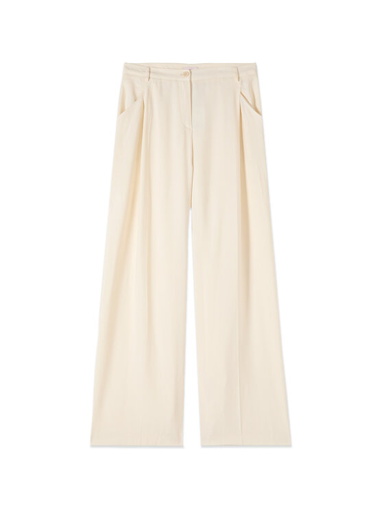 Oltre Oltre Spodnie materiałowe P009R008933N021 Biały Baggy Fit