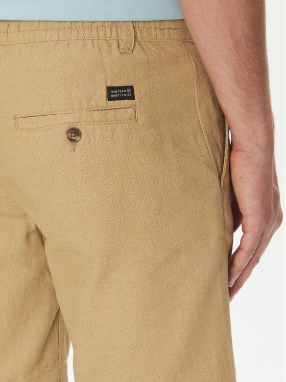 INDICODE INDICODE Szorty materiałowe Inerwilo 70-815 Beżowy Slim Fit